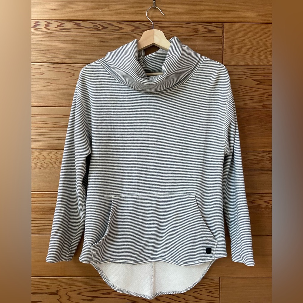 “Burton Elmore cowl neck pullover striped sweater”